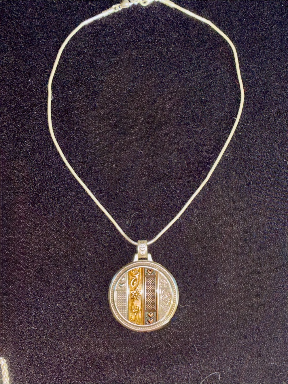 Brighton gold two Tone Round Pendant Necklace - Two-Tone Decorative Medallion